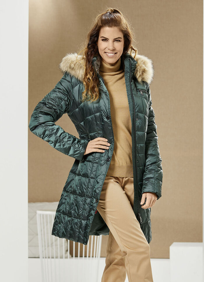 Functionele korte mantel met afneembare capuchon 