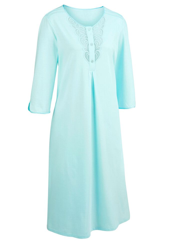 Nachthemd, kuitlang, met tule borduurwerk 