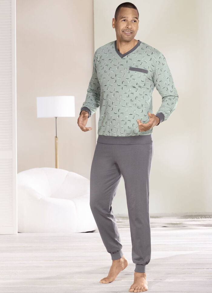 Twee-pack pyjama's met V-hals en omslagranden 