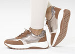 Caprice, trendy damessneakers, breedte G, met uitneembaar voetbed COGNAC-ALTGOLD