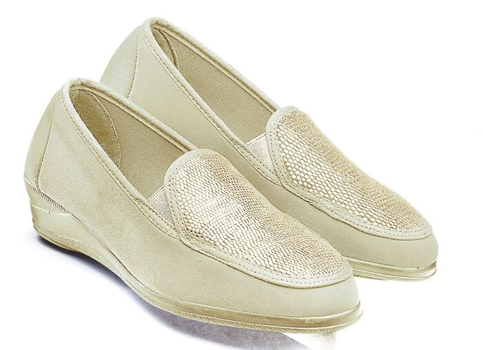 Comfortabele mocassin in elegante krokodillen-look BEIGE