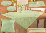 Geborduurd tafelkleed of kussensloop GROEN-MULTICOLOR