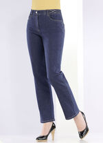 Zeer elastische, figuurstrelende jeans DONKERBLAUW