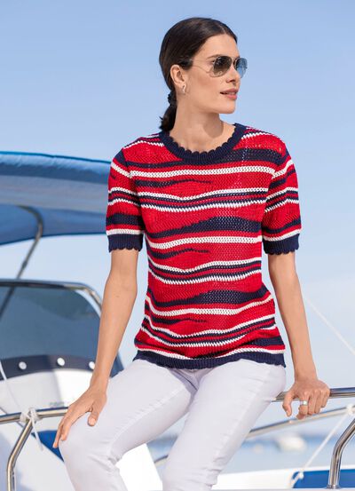 Trui met een mix van patronen in een golvendessin 