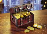 Schatkist met chocolade munten 