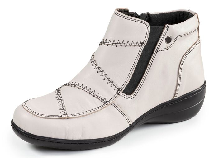 ELENA EDEN, comfortabele dameslaarzen, breedte H, met uitneembaar voetbed ECRU
