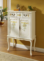Deels massieve meubelserie met artistieke houten decoraties WIT
