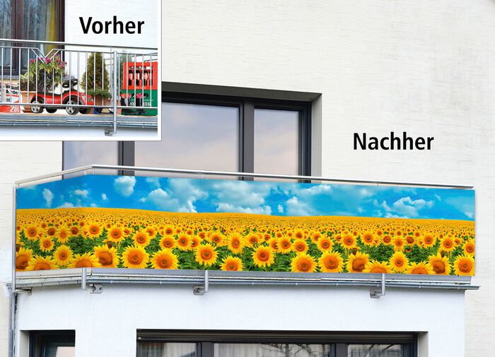 Balkon privacyscherm &ldquo;Zonnebloemen&rdquo; 