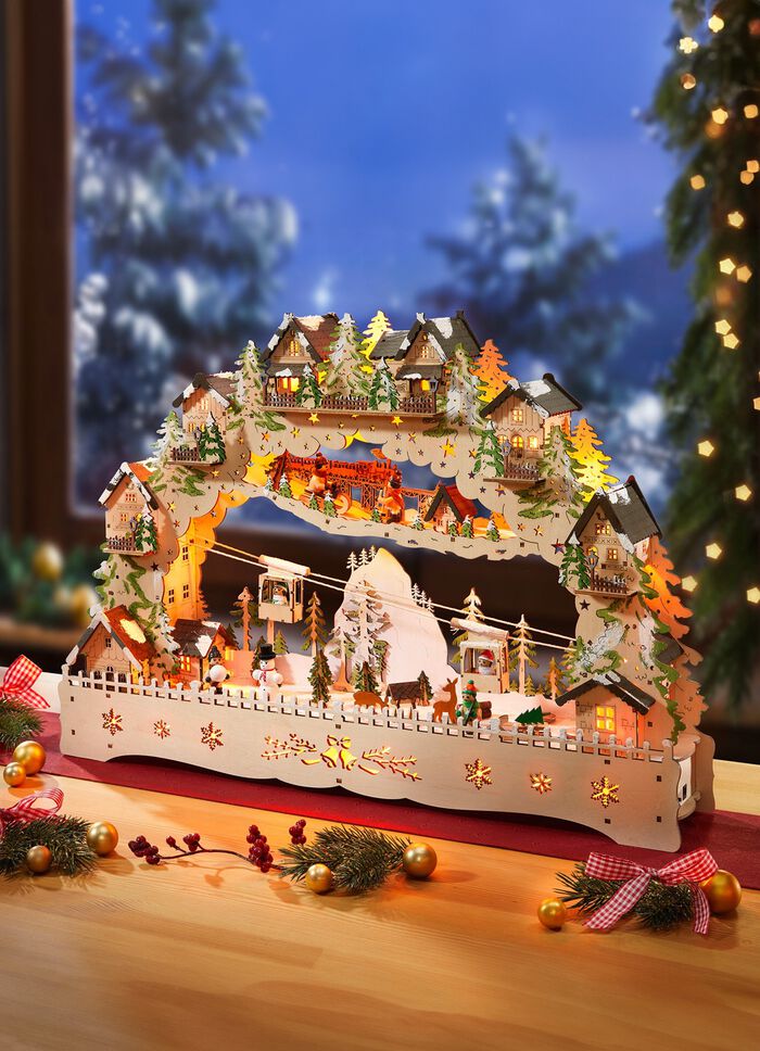 Houten kaarsenboog met LED-verlichting 