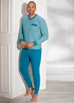 Pyjama met V-hals, borstzak en boorden 