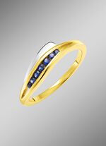 Damesring in bicolor met synthetische saffier 