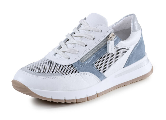 ELENA EDEN sneakers gemaakt van nappa, su&egrave;de en textiel in mesh-look WIT-BLAUW