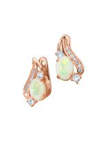 Oorbellen met echt opaal en synth. zirkonia 
