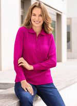 Trui met verlengde structuurstrepen 