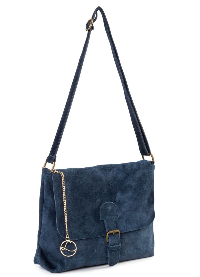 Laurina tas met magneetsluiting en decoratieve strik DONKERBLAUW