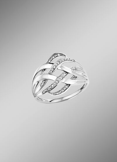 Opengewerkte damesring met 19 diamanten 