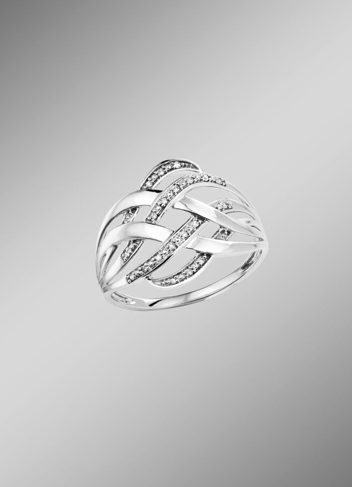 Opengewerkte damesring met 19 diamanten 