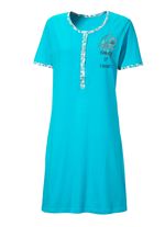 Tweepack nachthemden met lange knoopsluiting, borduurwerk en korte mouwen 