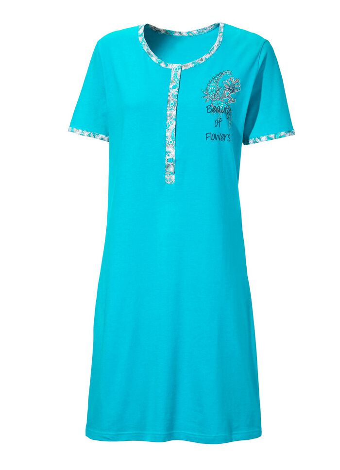 Tweepack nachthemden met lange knoopsluiting, borduurwerk en korte mouwen 