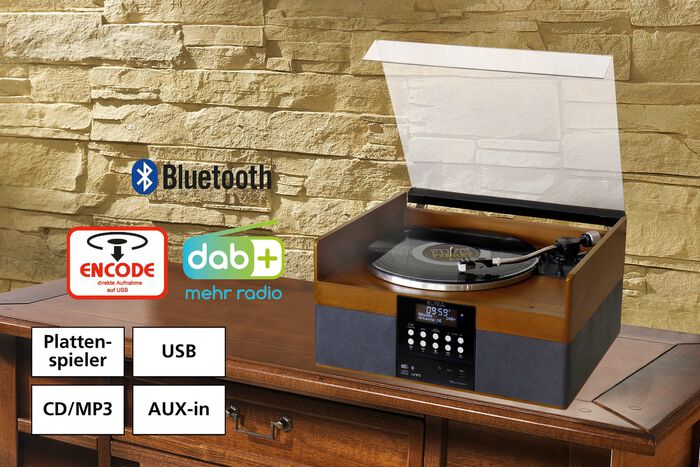 Stereosysteem in behuizing van echt hout 