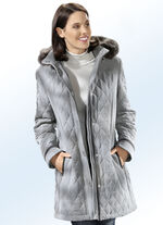 Korte jas met contrasterende kleuraccenten 