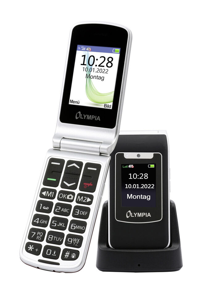 Olympia Style Duo klaptelefoon met extra groot lettertype ZWART