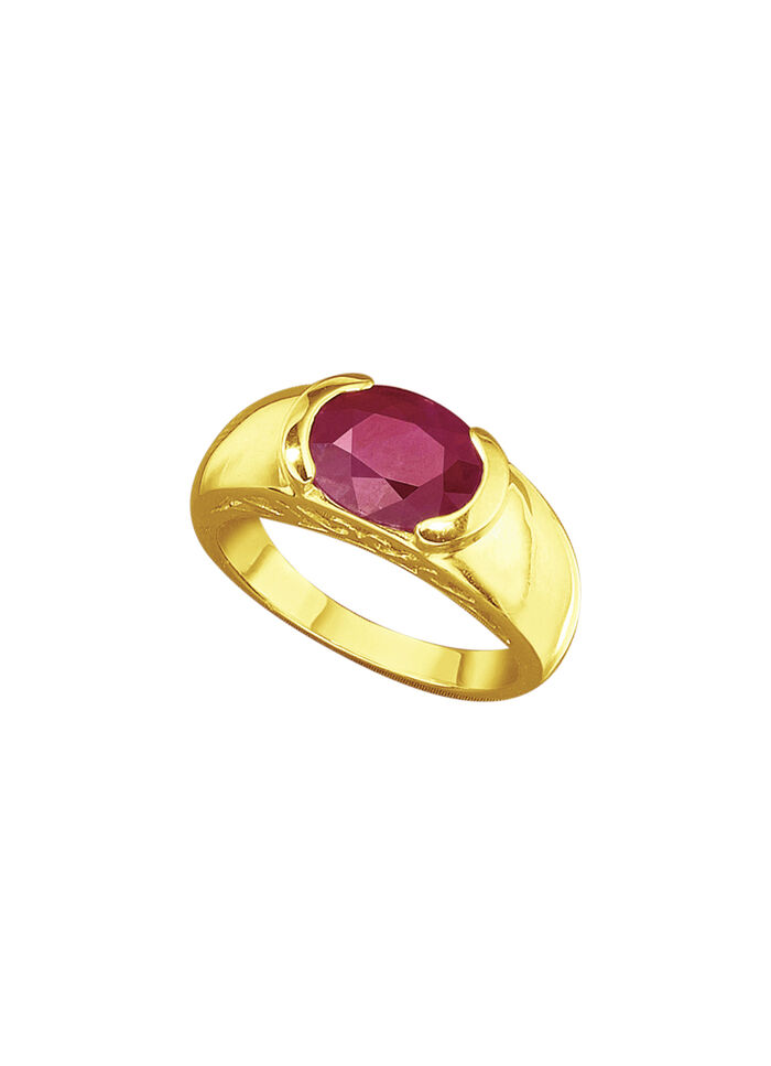 Zware partnerring met echte robijn 