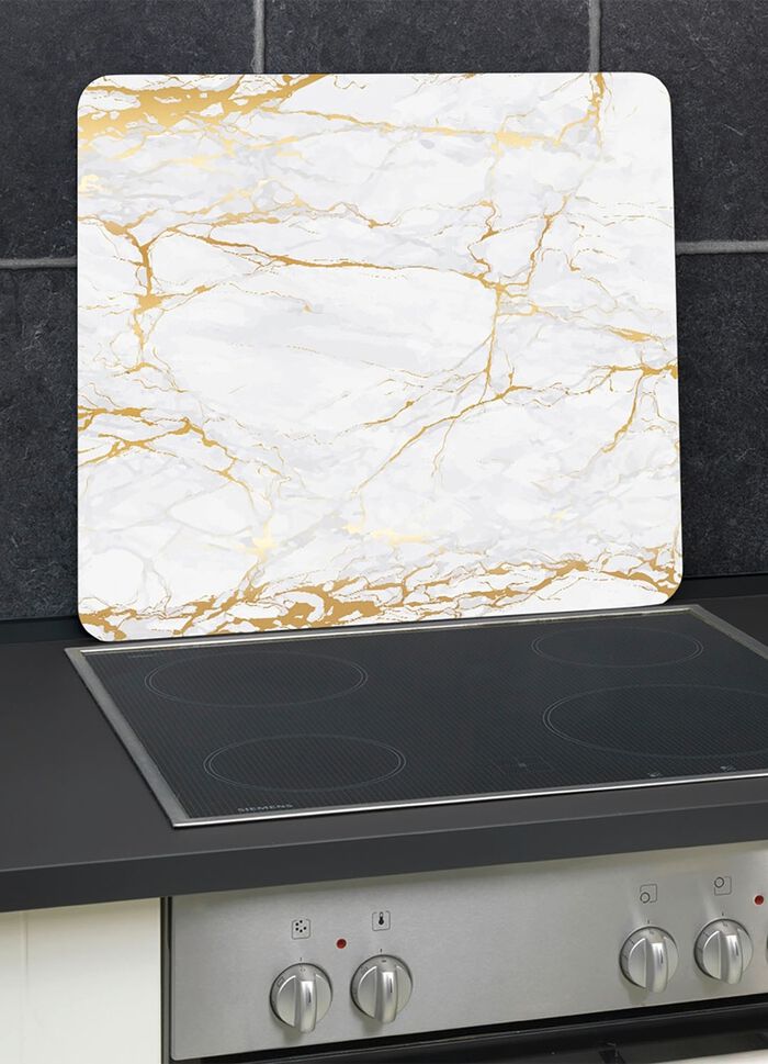 Kookplaat afdekplaten/wandpaneel, motief marmer goud 