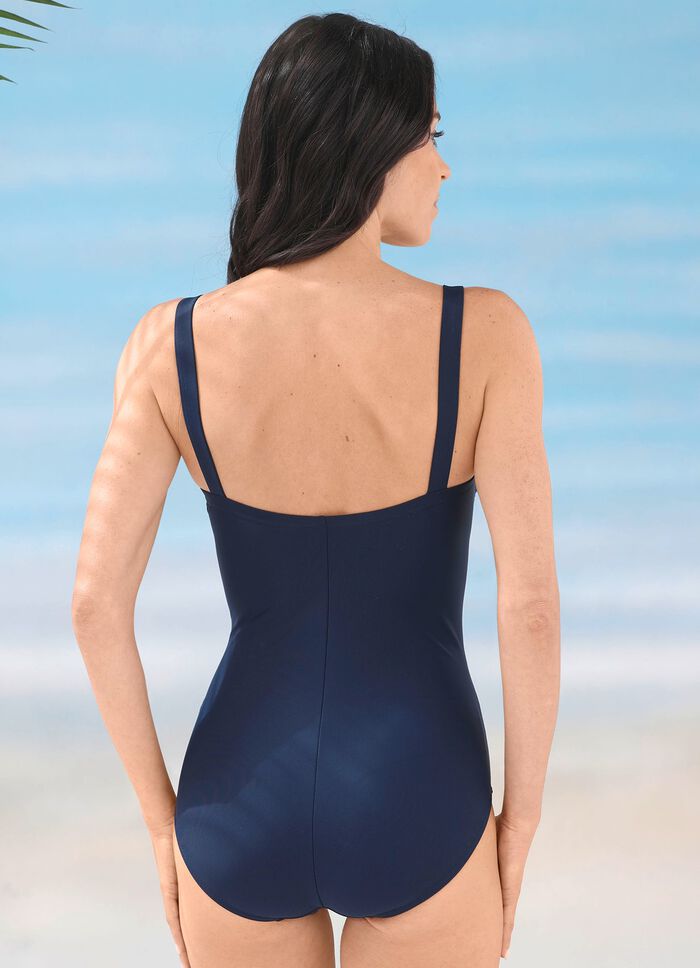 Schwab badpak met geplaatst printdesign en half korset 