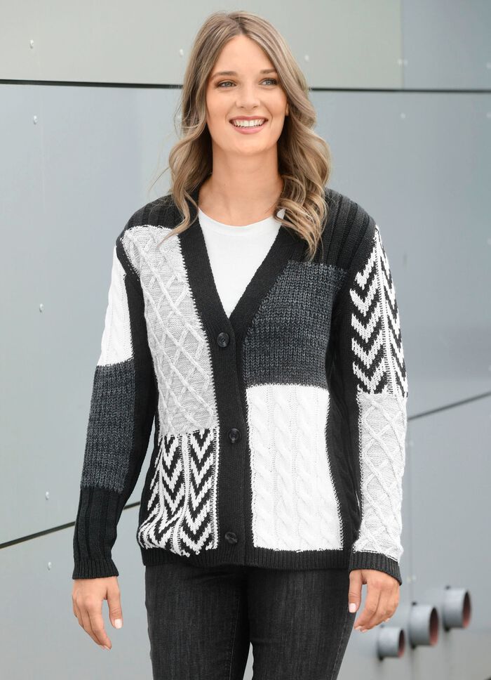 Cardigan in een mix van patronen 