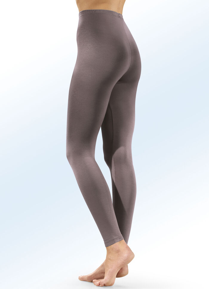 Twee-pack leggings van comfortabele microvezel 1X TAUPE, 1X MARINEBLAUW