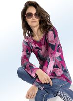 Shirt met prachtige strassversiering ROZE-MARINE-MEERKLEURIG