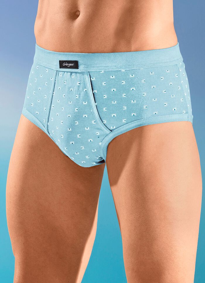 Vijfdelige slip van fijne jersey met gulp en all-over patroon 