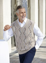Sweatervest met V-hals in 2 kleuren BEIGE