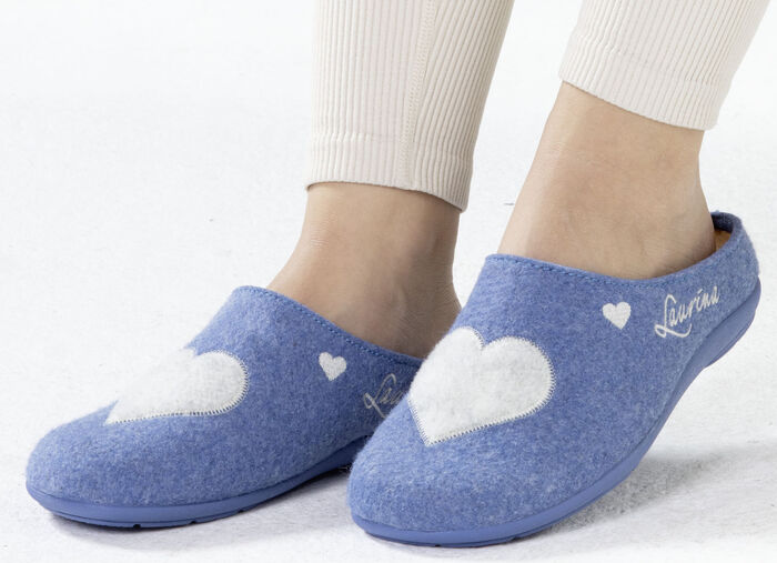 Laurina, klassieke damespantoffels, met uitneembaar voetbed KORNBLAU