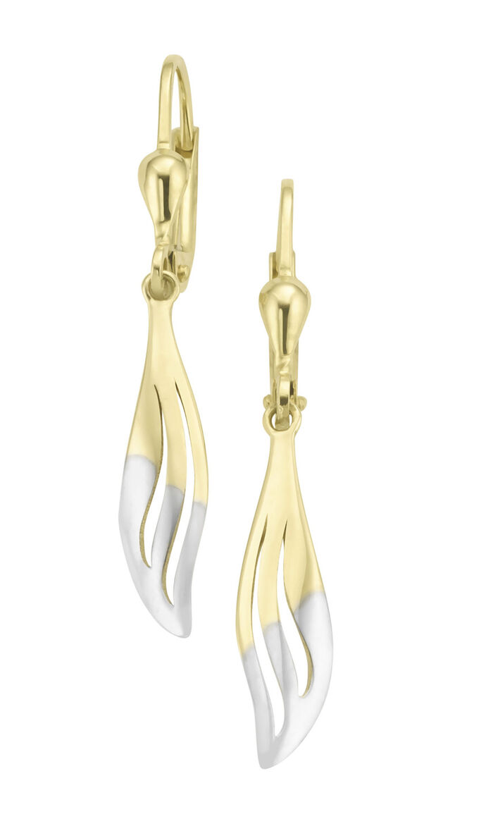 Klassieke, glanzende oorbellen in tweekleurig 