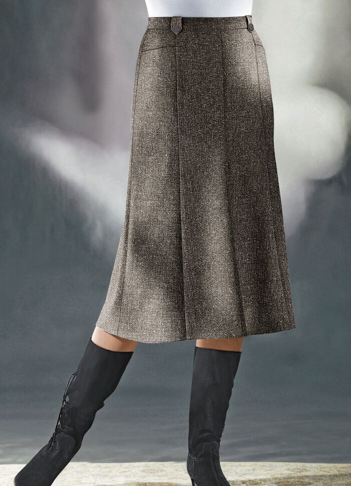 Rok met panelen van tweed met boucle-effectgaren MOKKABRUIN GEM.