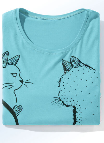 Shirt met contrastprint in 2 kleuren 