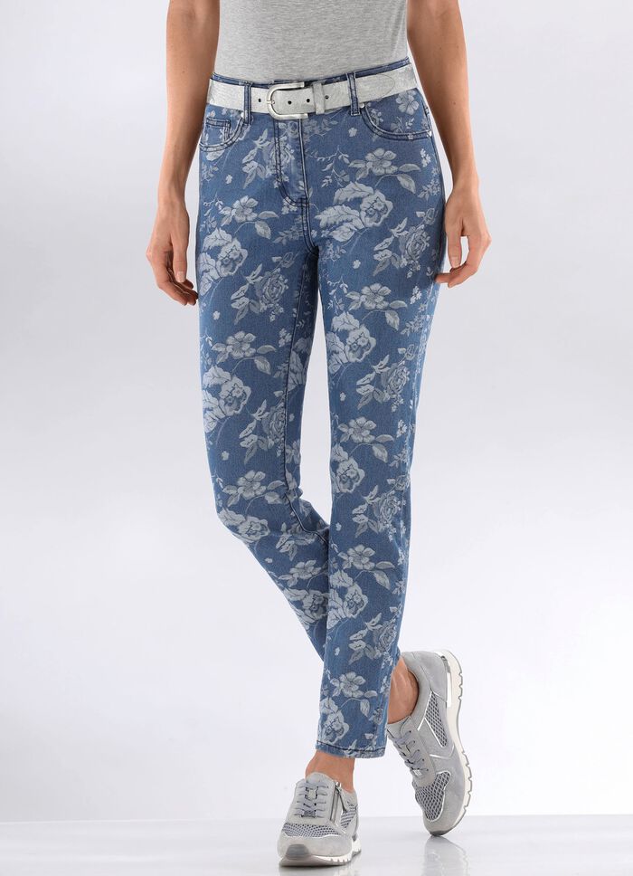 Jeans met bloemdessin 