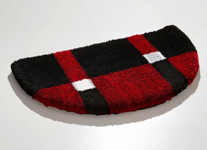 Halfrond tapijt ROOD-ZWART