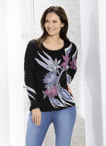 Shirt met tule bies aan de halslijn 