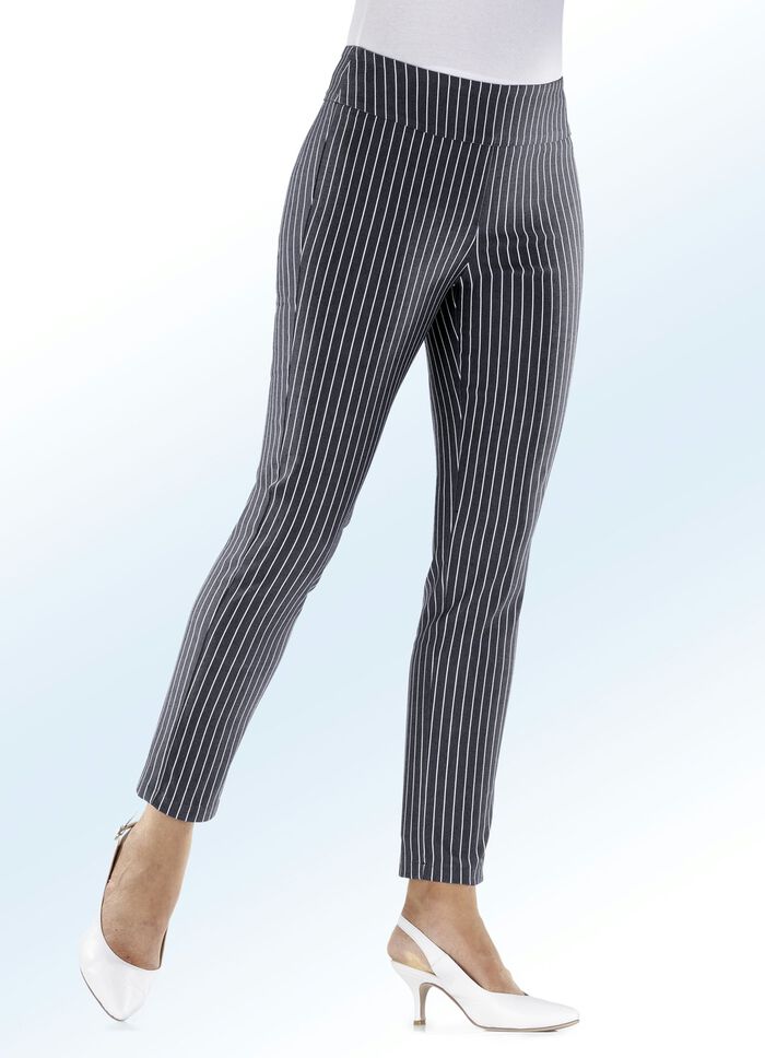 Broek met modieus streepjesmotief GRAFIET -WIT