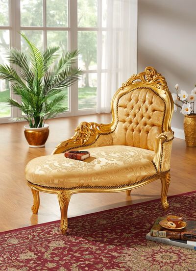 Chaise longue met massief houten frame 