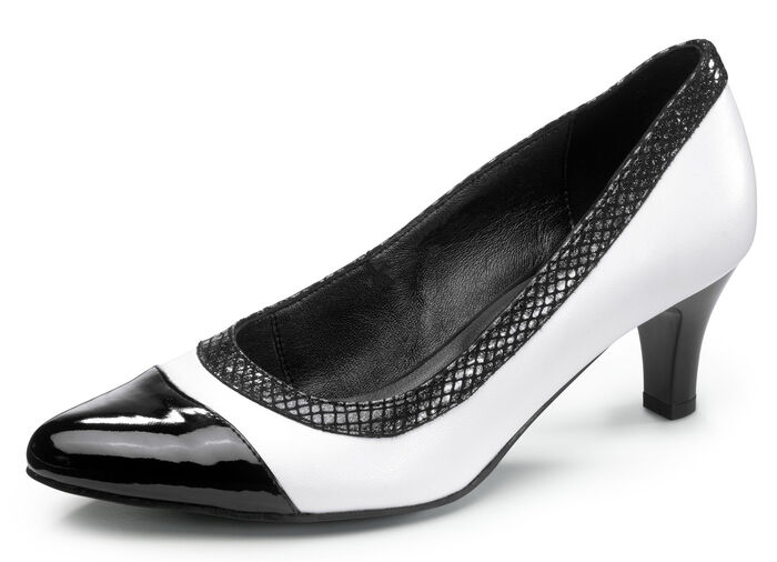 Nappaleren pumps WIT-ZWART