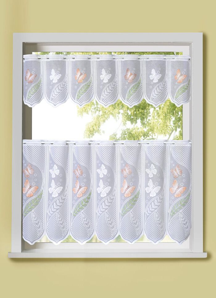 Jacquard kort gordijn met vlindermotief GEKLEURD