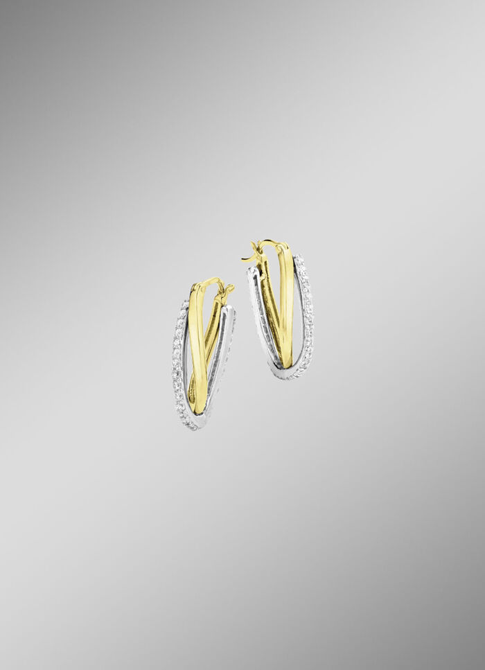 Creolen in twee kleuren met synthetische zirkonia 