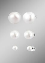 Chique zilveren oorknopjes met zoetwaterkweekparels, 3 paar 