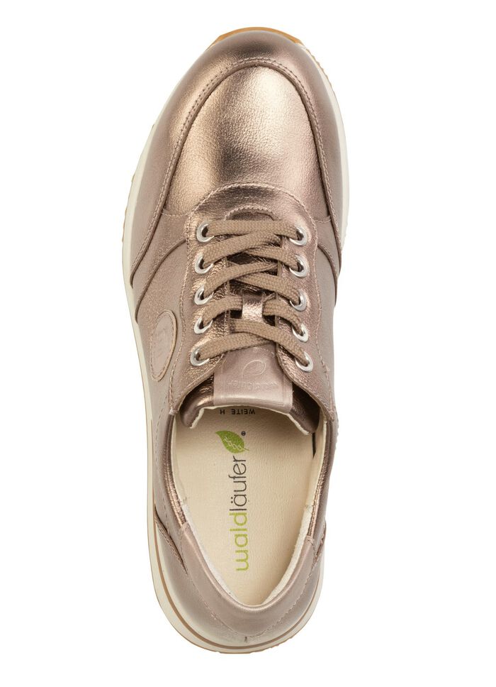 Sneakers met veters van generfd nappaleer 