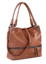 Tas met trendy decoratieve klinknagels COGNAC