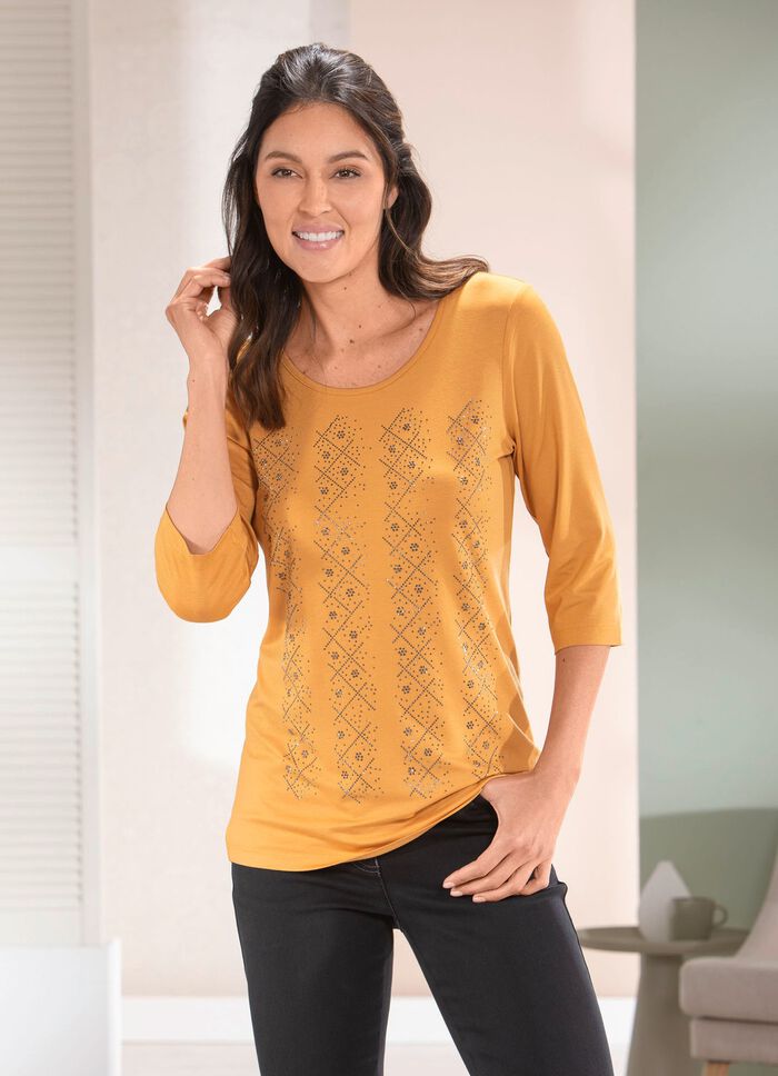 Shirt met contrasterende decoratieve platen in 2 kleuren 